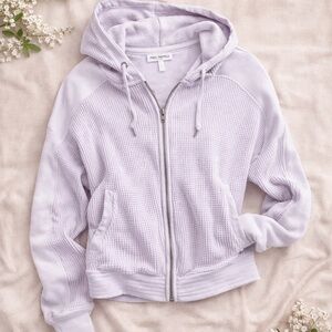 Free People Mason Waffle Front Zip Hoodie Lavender Fields XS EUC 💜